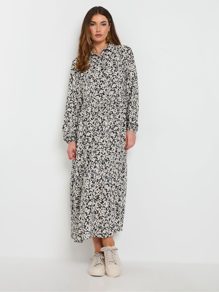 Long Tall Sally Black Ditsy Collar Tiered Smock Dress - Image 2 of 5