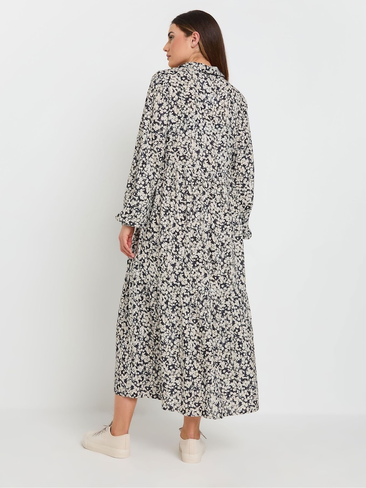 Long Tall Sally שמלת סמוק מדורגת בדוגמה צפופה עם צווארון - Image 3 of 5