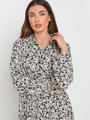 Long Tall Sally Black Ditsy Collar Tiered Smock Dress - Image 4 of 5