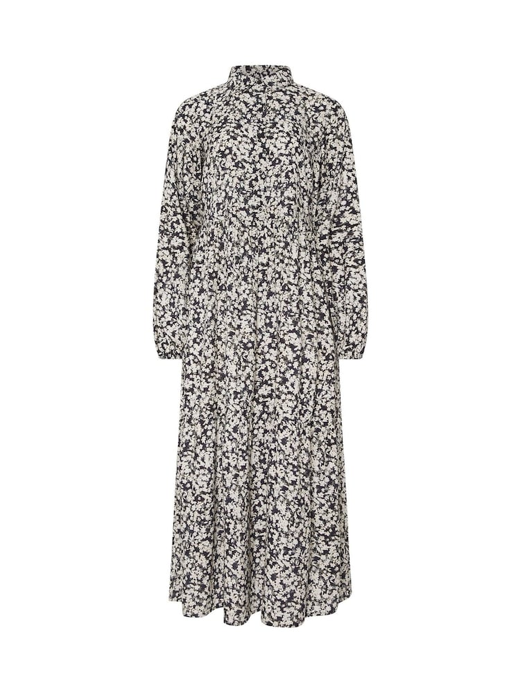 Long Tall Sally Black Ditsy Collar Tiered Smock Dress - Image 5 of 5
