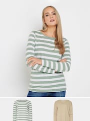 Long Tall Sally Green Sold V-Neck 100% Cotton T-Shirts 2 Pack - Image 1 of 6