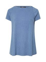 Yours Curve Blue Boat Neck Ribbed Swing T-Shirt - Image 5 of 5