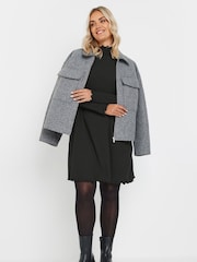 Yours Curve Black Lettuce Edge Tunic Dress - Image 2 of 5