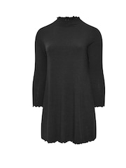 Yours Curve Black Lettuce Edge Tunic Dress - Image 5 of 5