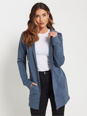 أزرق - Long Tall Sally Longline Zip Through Hoodie - صورة 1 من 5