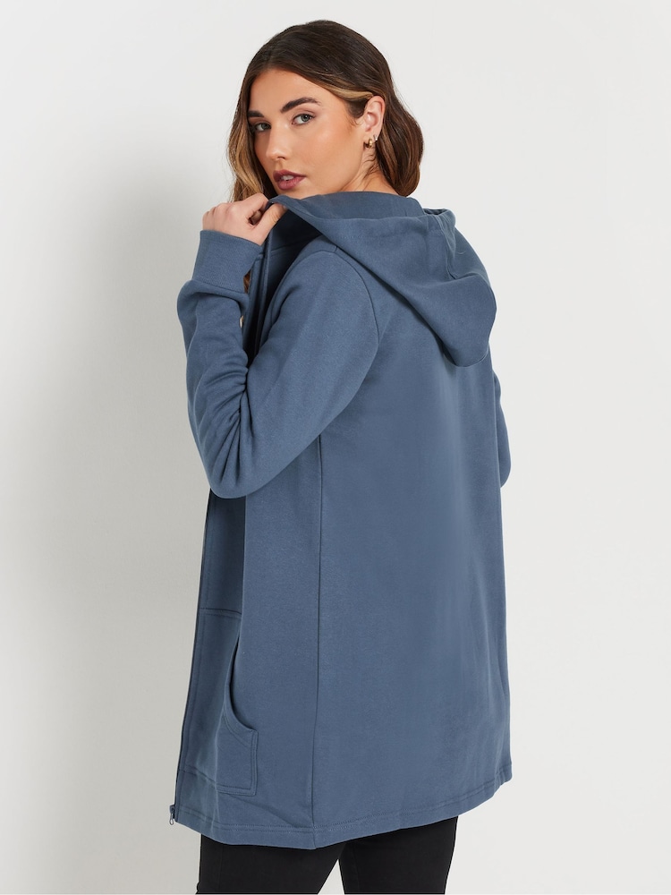 أزرق - Long Tall Sally Longline Zip Through Hoodie - صورة 2 من 5