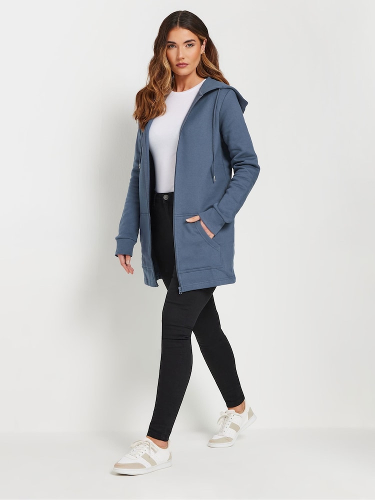 Long Tall Sally Blue Longline Zip Through Hoodie - Image 4 of 5