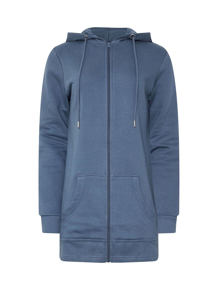أزرق - Long Tall Sally Longline Zip Through Hoodie - صورة 5 من 5