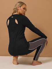 Long Tall Sally Black Active Long Sleeve Cut Out T-Shirt - Image 2 of 6