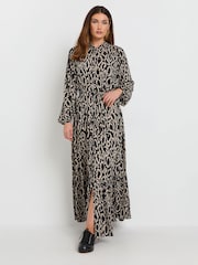 Long Tall Sally Black Leopard Print Long Sleeve Belted Dress - Image 2 of 6