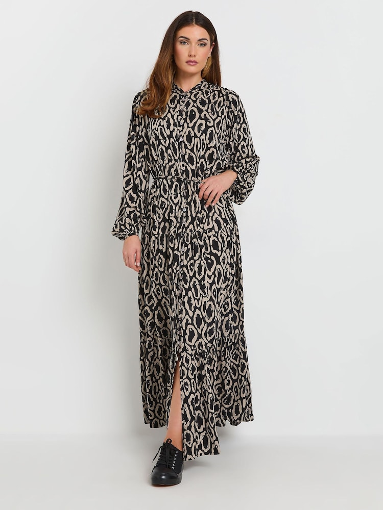 Long Tall Sally Black Leopard Print Long Sleeve Belted Dress - Image 2 of 6