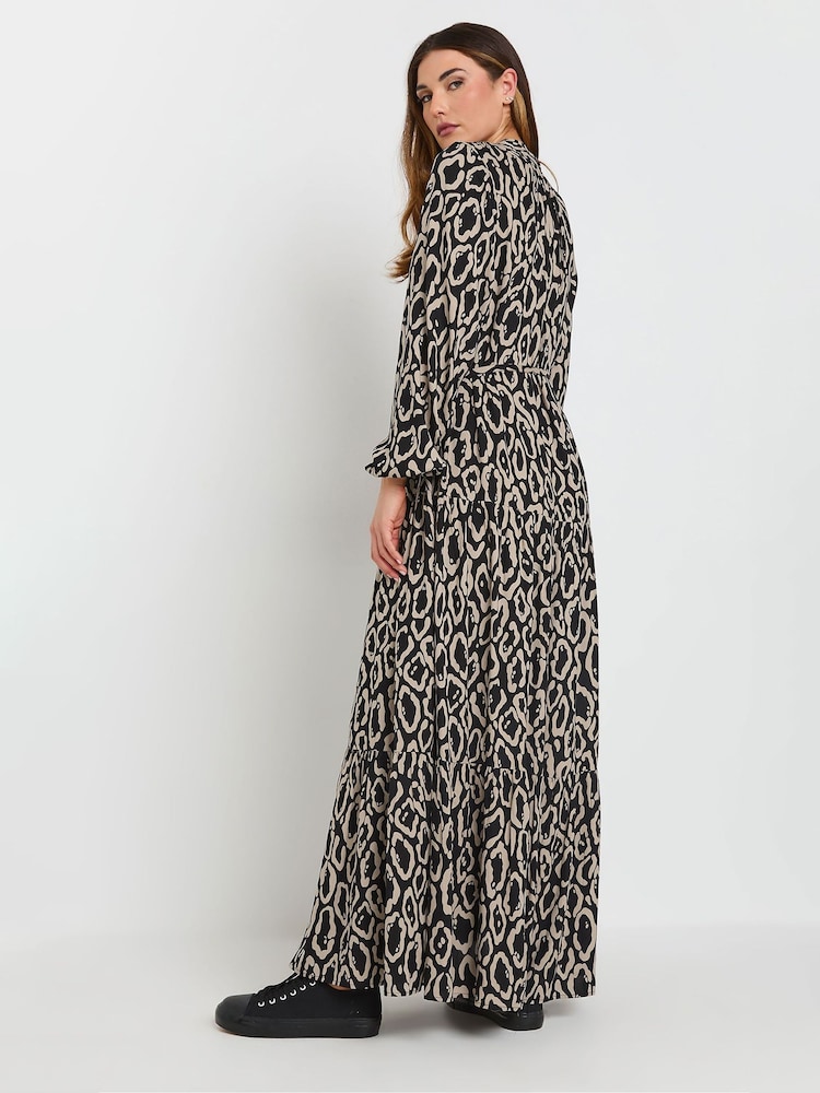 Long Tall Sally Black Leopard Print Long Sleeve Belted Dress - Image 3 of 6