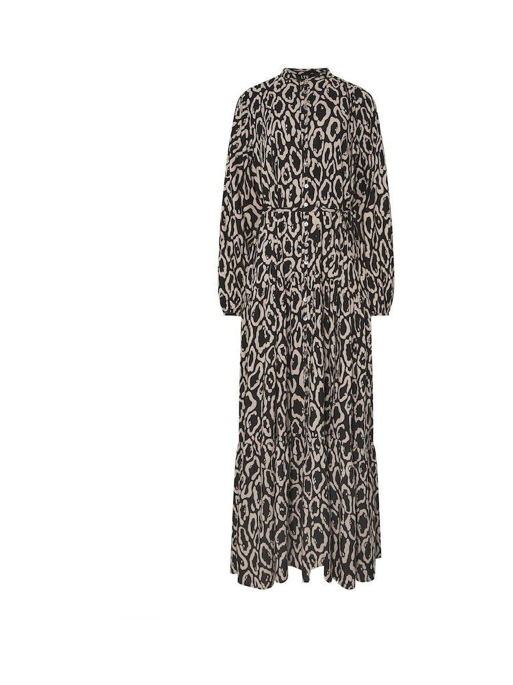 Long Tall Sally Black Leopard Print Long Sleeve Belted Dress - Image 6 of 6