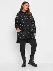 Yours Curve Black Embroidered Daisy Long Sleeve 100% Cotton Shirt - Image 2 of 5