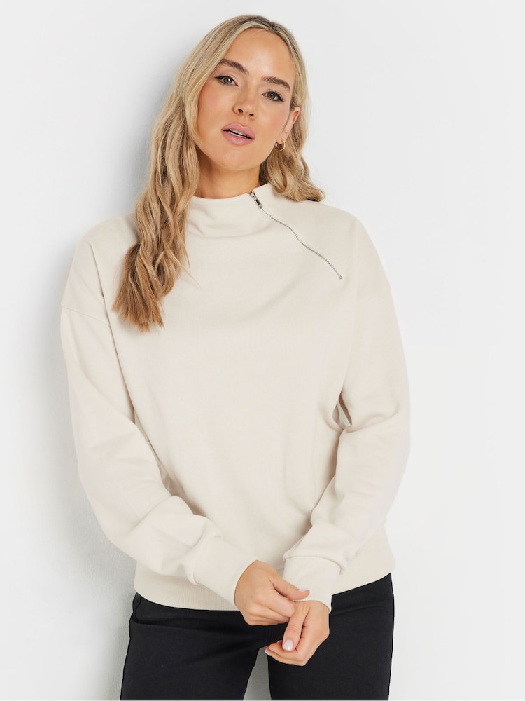 Long Tall Sally Grey High Neck Zip Sweatshirt - Image 1 of 5