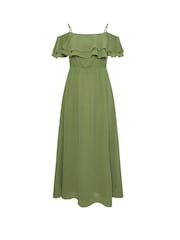 Yours Curve Green London Plain Cold Shoulder Dress - Image 5 of 5