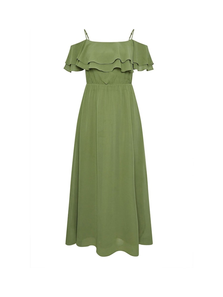 Yours Curve Green London Plain Cold Shoulder Dress - Image 5 of 5