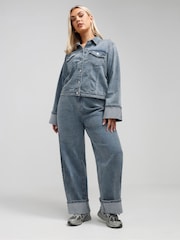 Yours Curve Blue Limited Fold Over Jacket - Image 2 of 4