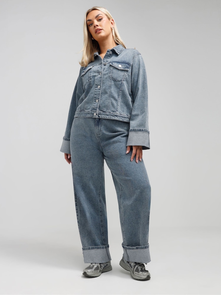 Yours Curve Blue Limited Fold Over Jacket - Image 2 of 4