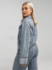 Yours Curve Blue Limited Fold Over Jacket - Image 3 of 4