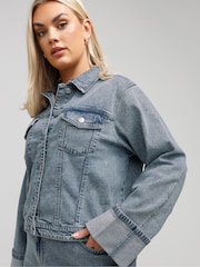 Yours Curve Blue Limited Fold Over Jacket - Image 4 of 4