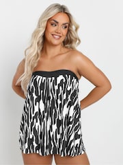 Yours Curve Black Linear Abstract A-Line Tankini - Image 1 of 6