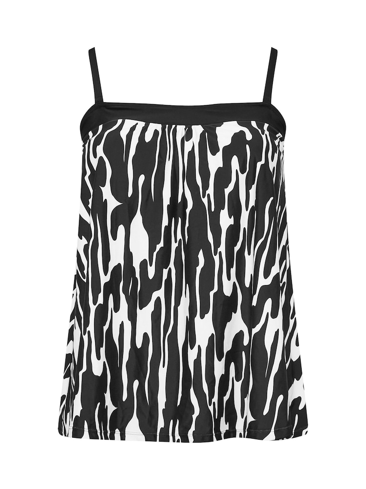 Yours Curve Black Linear Abstract A-Line Tankini - Image 5 of 6