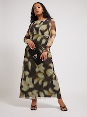 Yours Curve Natural London Mesh Gathered Dress - Image 2 of 5