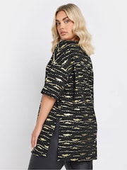 Yours Curve Black/Gold Textured Foil Top - Image 3 of 5