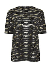 Yours Curve Black/Gold Textured Foil Top - Image 5 of 5