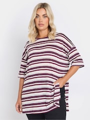 Yours Curve Metallic Stripe T-Shirt - Imagen 1 de 5