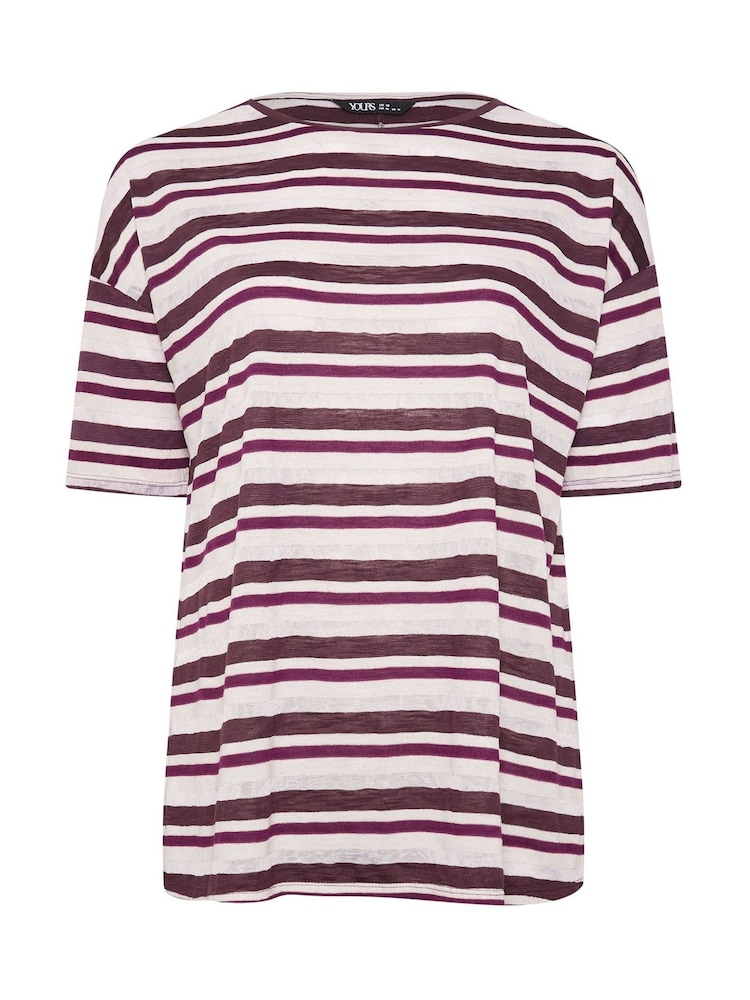 Yours Curve Metallic Stripe T-Shirt - Imagen 5 de 5