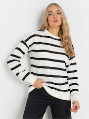 أسود - Long Tall Sally Stripe Popper Sweatshirt - صورة 1 من 5