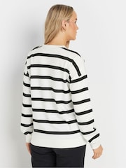 أسود - Long Tall Sally Stripe Popper Sweatshirt - صورة 3 من 5