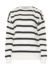 أسود - Long Tall Sally Stripe Popper Sweatshirt - صورة 5 من 5