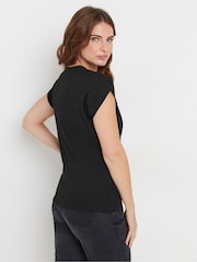 M&Co Black Short Sleeve Wrap Top - Image 4 of 6