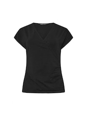 M&Co Black Short Sleeve Wrap Top - Image 6 of 6