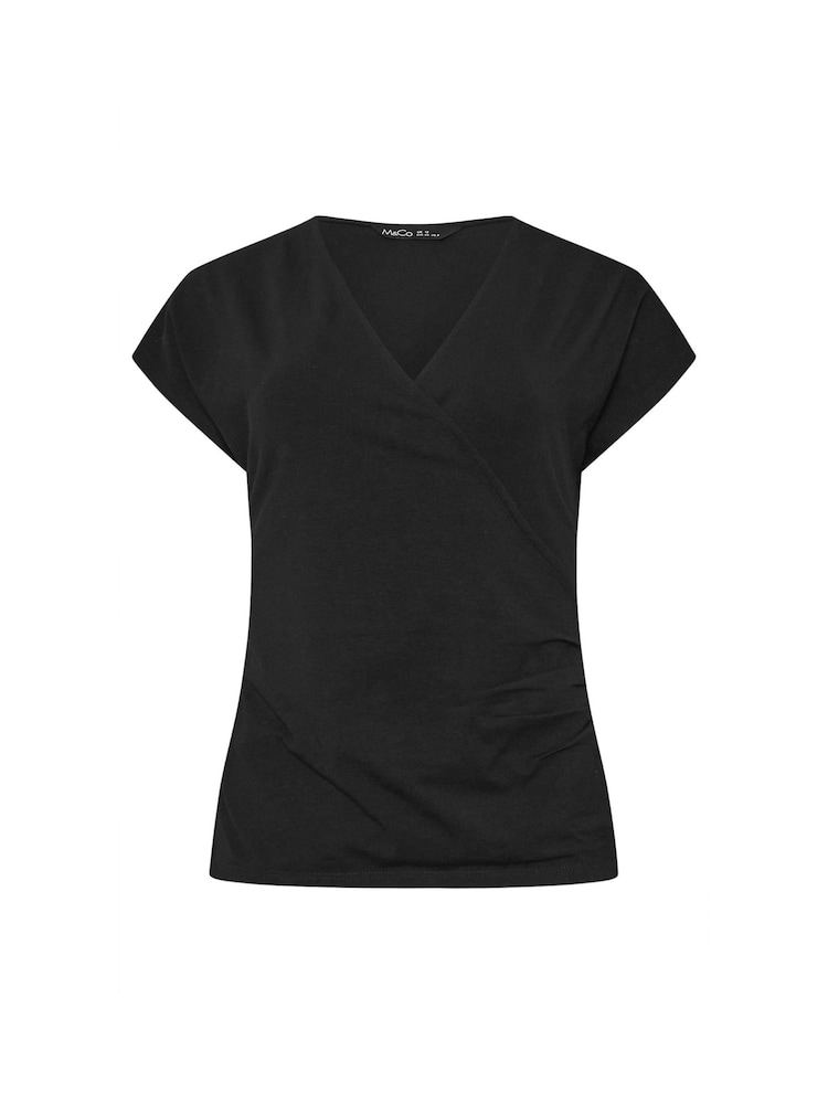 M&Co Black Short Sleeve Wrap Top - Image 6 of 6 M&Co Black Short Sleeve Wrap Top - Image 6 of 6