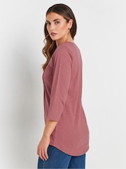 Long Tall Sally Pink Pintuck Henley 100% Cotton Top - Image 3 of 5