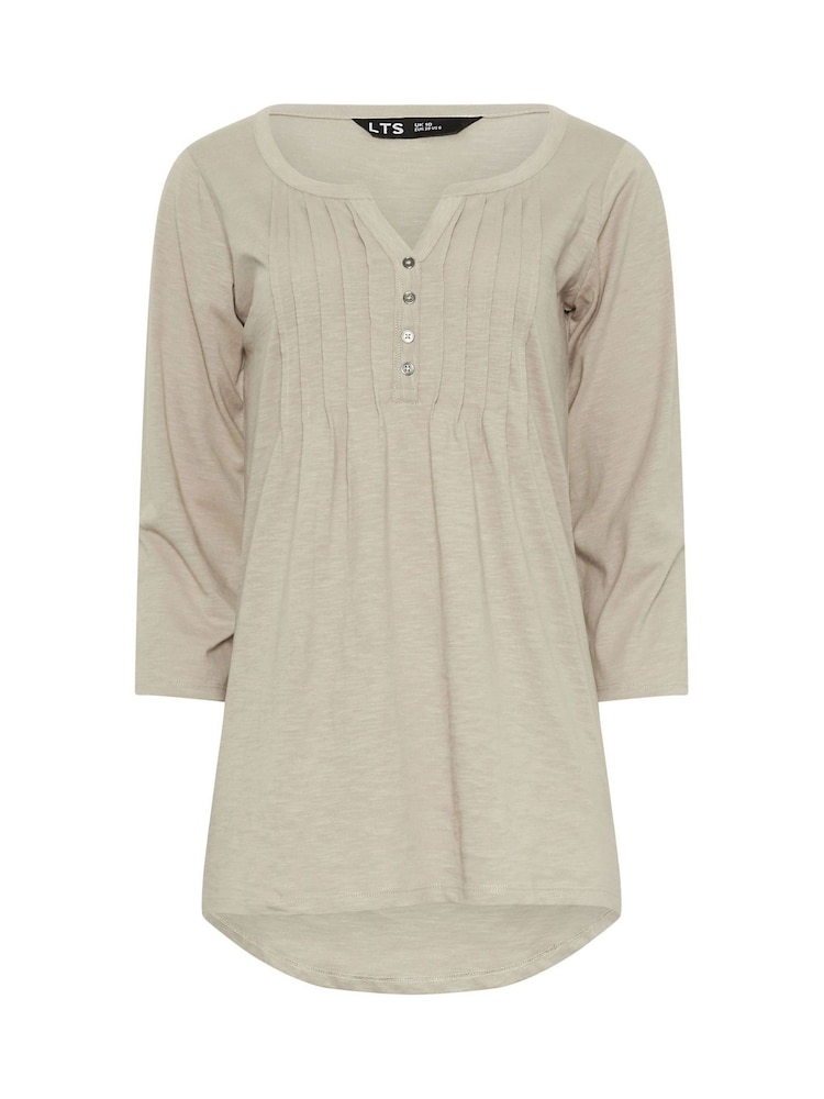 Long Tall Sally Natural Brown Henley 100% Cotton Top - Image 5 of 5