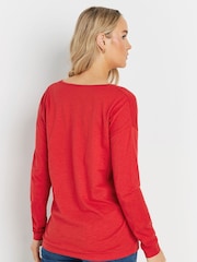 Long Tall Sally Red V-Neck 100% Cotton T-Shirts 3 Pack - Image 5 of 7