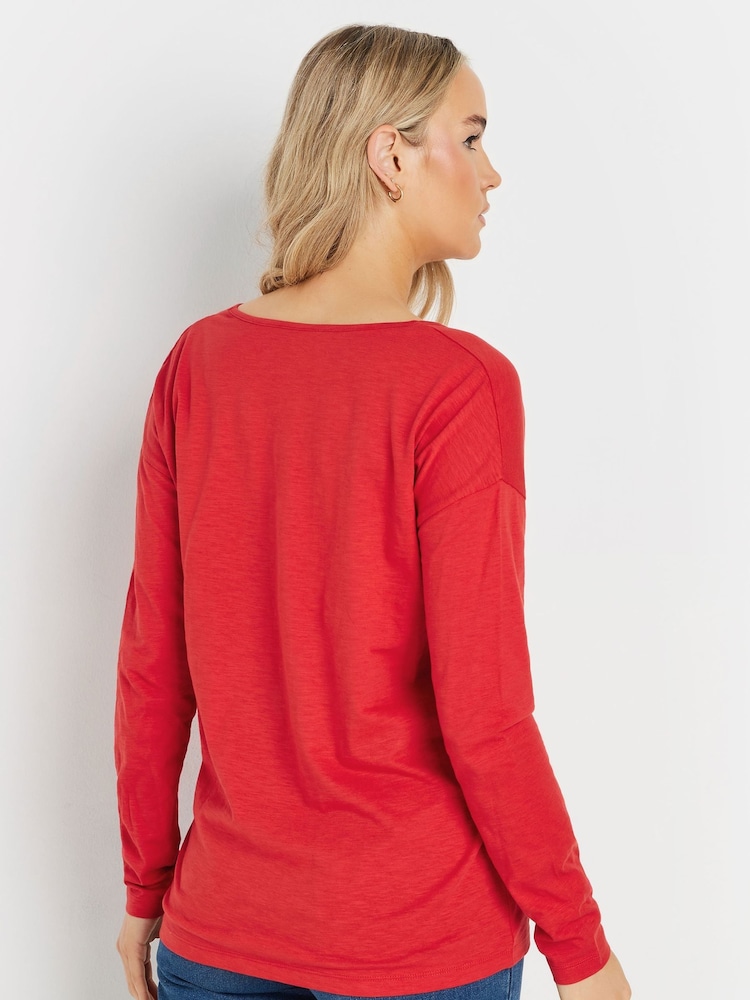 Long Tall Sally Red V-Neck 100% Cotton T-Shirts 3 Pack - Image 5 of 7