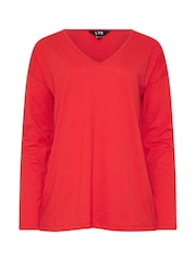 Long Tall Sally Red V-Neck 100% Cotton T-Shirts 3 Pack - Image 7 of 7