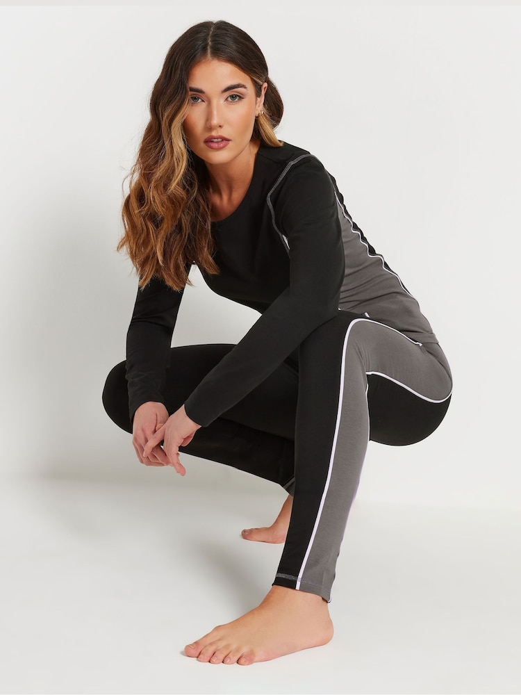 Long Tall Sally Black Active Colour Block Leggings - Image 1 of 5