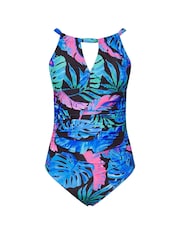 Yours Curve Black Oversized Floral Print Plunge Swimsuit - Image 5 of 6