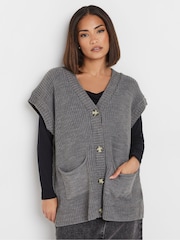 PixieGirl Petite Grey Sleeveless Knitted Cardigan - Image 1 of 5