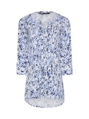 Long Tall Sally Blue Pintuck Henley 100% Cotton Top - Image 5 of 5