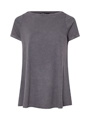 Yours Curve Grey Boat Neck Ribbed Swing T-Shirt - Image 5 of 5