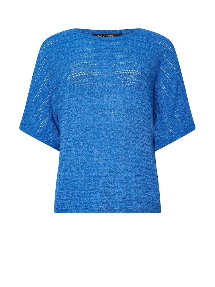 M&Co Blue Petite Slash Neck Short Sleeve Jumper - Image 5 of 5 M&Co Blue Petite Slash Neck Short Sleeve Jumper - Image 5 of 5