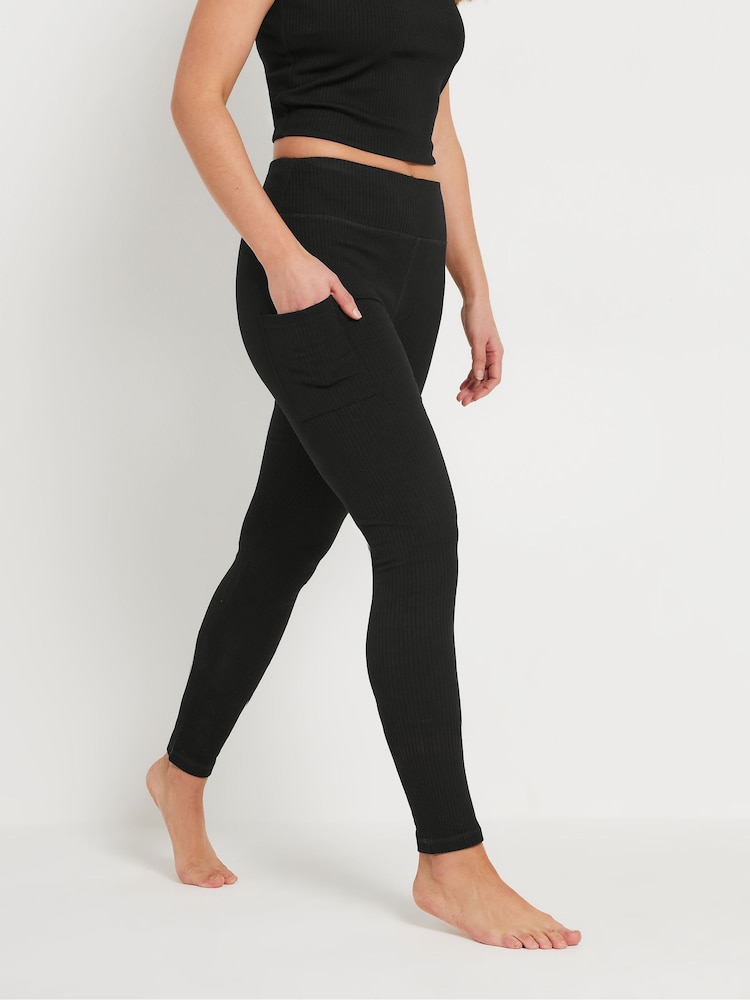 Long Tall Sally Black Active Ribbed Vest and Leggings Set - Image 2 of 5 Long Tall Sally Black Active Ribbed Vest and Leggings Set - Image 2 of 5
